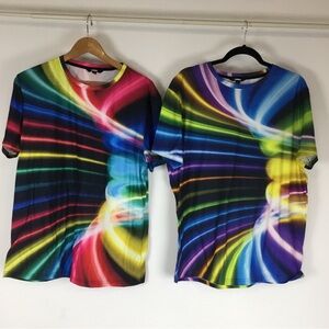 Bundle 2- OUKU Illusion Graphic Tee Shirt Size L Trippy Black Hole